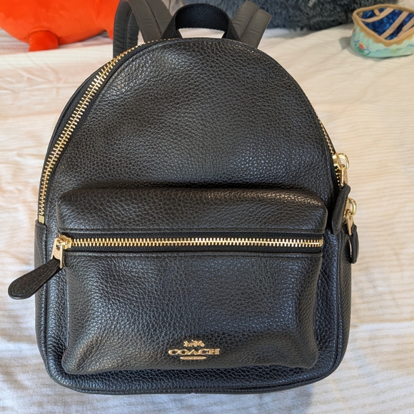 Coach Black Leather Backpack - Picture 1 of 11